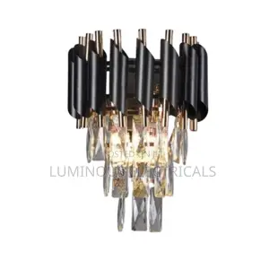 Black & Gold Crystal Wall Bracket Light - Modern Sconce