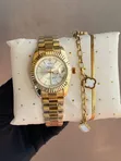 Saa ya Rolex ya Wanawake na Bangili Mbili - 1