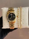 Saa ya Rolex ya Wanawake na Bangili Mbili - 2