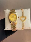 Saa ya Rolex ya Wanawake na Bangili Mbili - 3