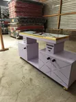 Brand New Istanbul 4ft TV Unit - Marble & Gold Trim - 1