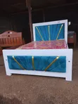 Teal Velvet Sunburst Bed Frame - Queen Size - 2