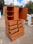 Kabati la Watoto la Kahawia 4x6ft lenye Rafu ya Kunyongwa - 1