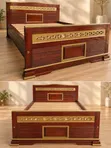 Classic 6x6 Wooden Bed Frame with Gold Accents - 2
