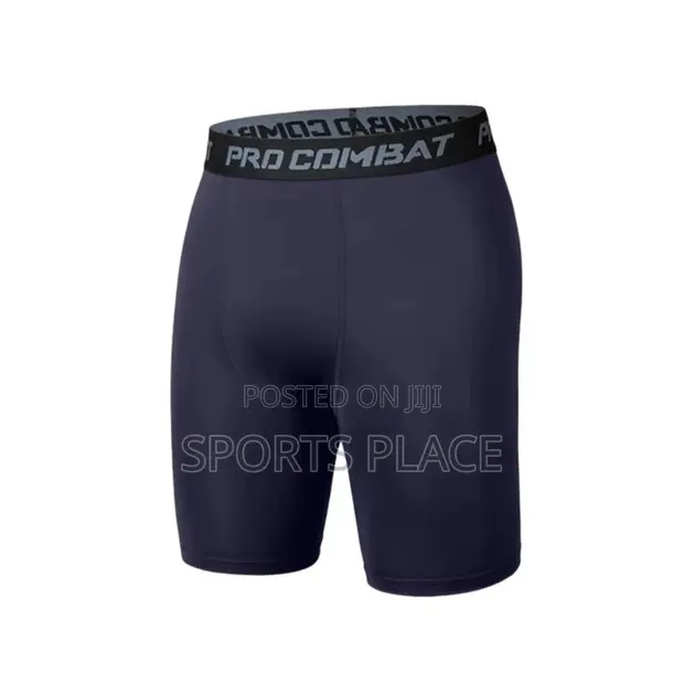 Navy Blue Men's Short Compression Leggings - Michezo/Gym - 1