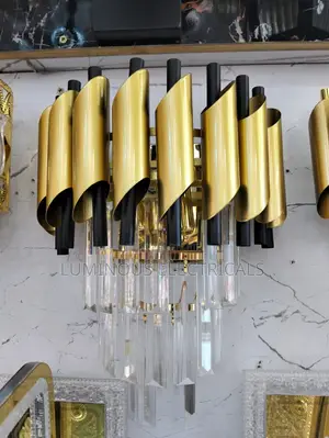 Luxury Postmodern Black & Gold Crystal Sconce Wall Light