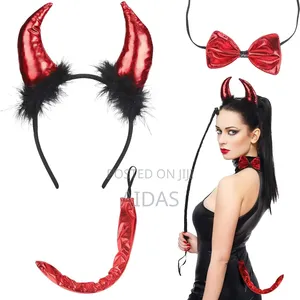 Seti ya Vipuli vya Ibilisi 3 na Fimbo & Mkia - Halloween