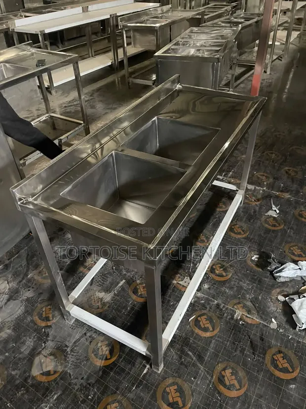 Commercial Stainless Steel Double Sink - 150cm - 1