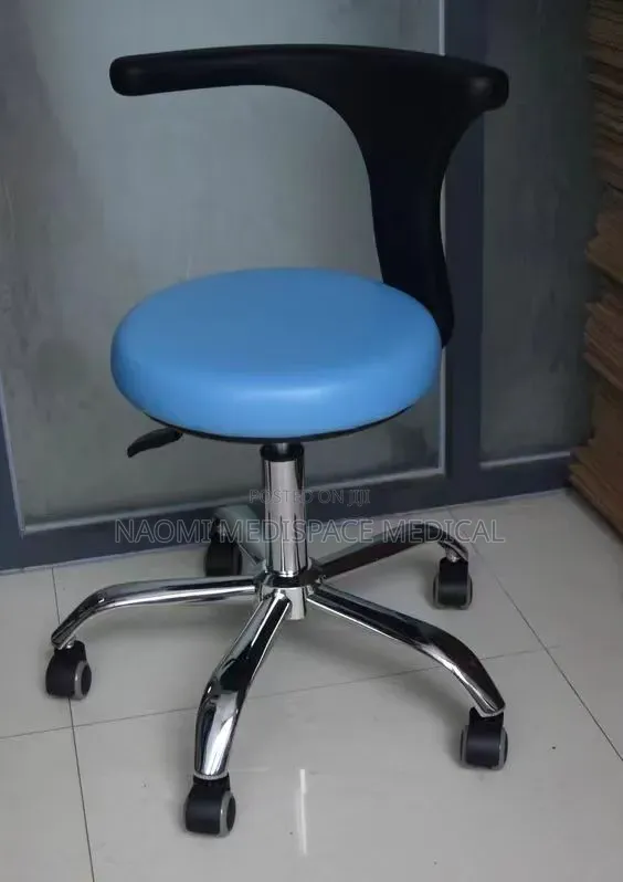 Comfortable Padded Doctor's Stool with Backrest - 1