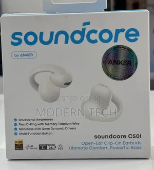 Soundcore C50i Premium Clip-on Earbuds - Nyeupe