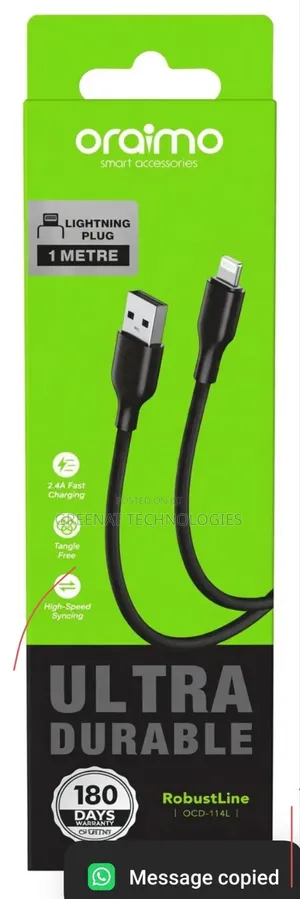 Oraimo RobustLine Ultra Lightning Cable 1M 2.4A