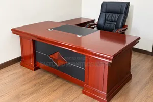 Luxury Mahogany Executive Desk with Black Leather Chair