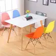 Eames-Style Molded Plastic Dining Chairs with Wooden Legs - 2