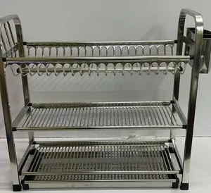 Heavy Duty Aluminum 3-Tier Dish Rack ya Jikoni