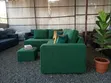 Modern Emerald Green Boucle L-Shaped Sectional Sofa + Ottoman - 2