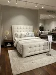 White Bed Box Pattern Modern Bed with Mattress - 1