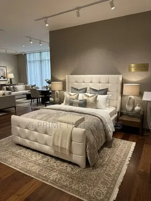 Cream White Modern Bed (5x6) with Mattress