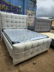 Cream White Modern Bed (5x6) with Mattress - 2