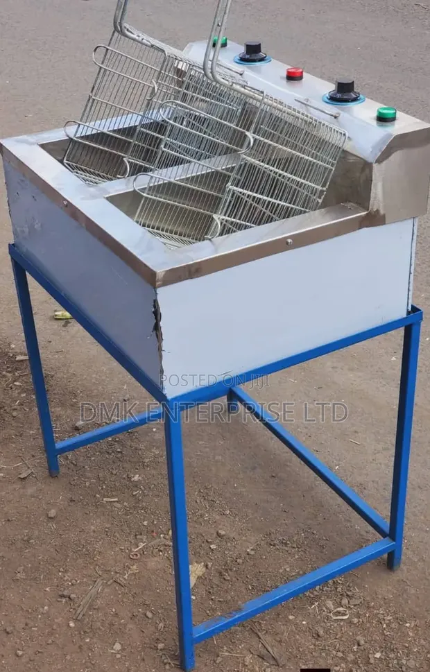 Jua Kali Electric Double Deep Fryer na Stand - 1