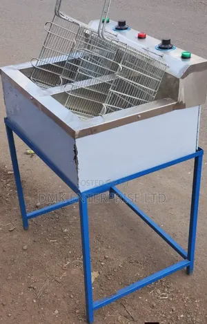 Jua Kali Electric Double Deep Fryer na Stand