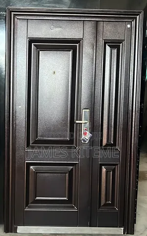 Imported Steel Security Double Doors - Matte Gray