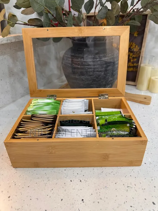 6 Slot Bamboo Teabag Organizer - 1