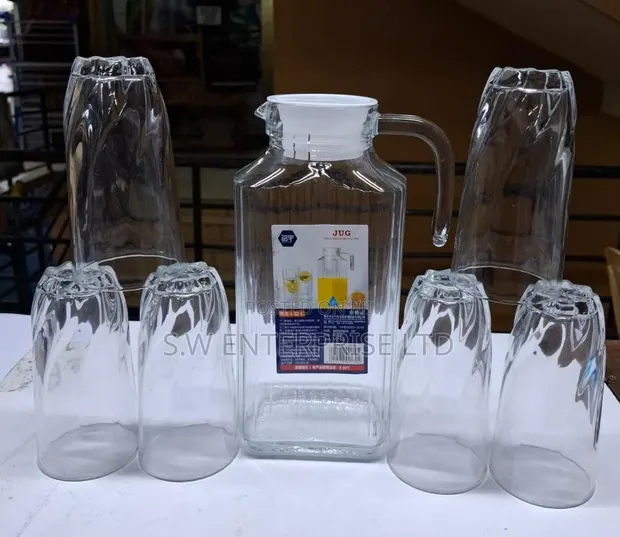 Seti ya Jugi la Maji la Kioo 1.8L na Vikombe 6 - 1