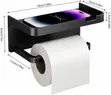 Wall Adhesive Plastic Shelf Tissue & Phone Holder - Black - 1