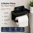 Wall Adhesive Plastic Shelf Tissue & Phone Holder - Black - 2