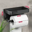 Wall Adhesive Plastic Shelf Tissue & Phone Holder - Black - 3