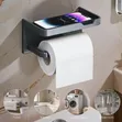 Wall Adhesive Plastic Shelf Tissue & Phone Holder - Black - 4