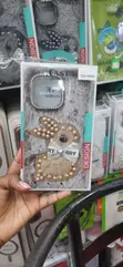Fluffy Plush Bunny Case with Pearl Bead and Bow for iPhone 15 Pro Max - 1