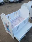 Decorated Baby Cot with Mattress - 3