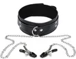 Leather Collar with Nipple Clamps - 1