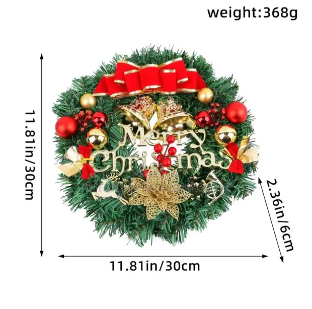 Kengele ya Krismasi ya Mlango wa Mbele ya 30cm - 1