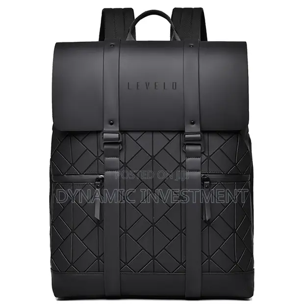 Levelo Premium Waterproof PU Leather Business Laptop Backpack - 1