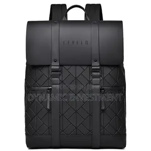 Levelo Premium Waterproof PU Leather Business Laptop Backpack