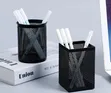 Black Metallic Mesh Pen & Pencil Cup Organizer (Square/Round) - 1