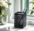 Black Metallic Mesh Pen & Pencil Cup Organizer (Square/Round) - 2