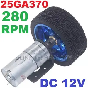 12V 280RPM DC Geared Motor with Rubber Wheel & Bracket
