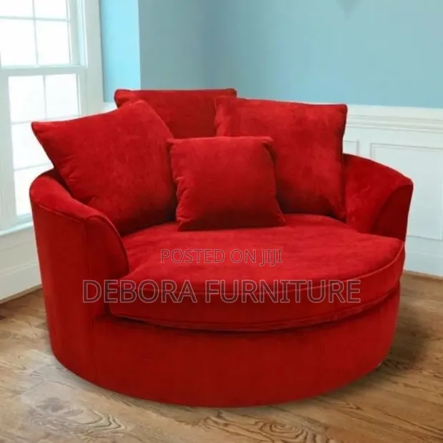 Luxury Round Cuddle Chair / Swivel Barrel Accent Sofa - 1