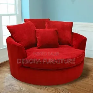 Luxury Round Cuddle Chair / Swivel Barrel Accent Sofa