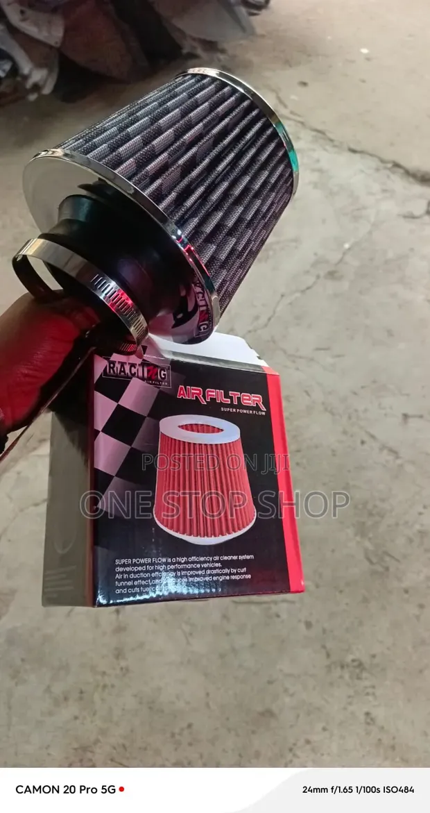 76mm Carbon Fiber Design Air Filter with Base Clamp - 1