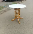 White Round Restaurant Marble Table with Gold Frame - 1
