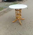 White Round Restaurant Marble Table with Gold Frame - 2