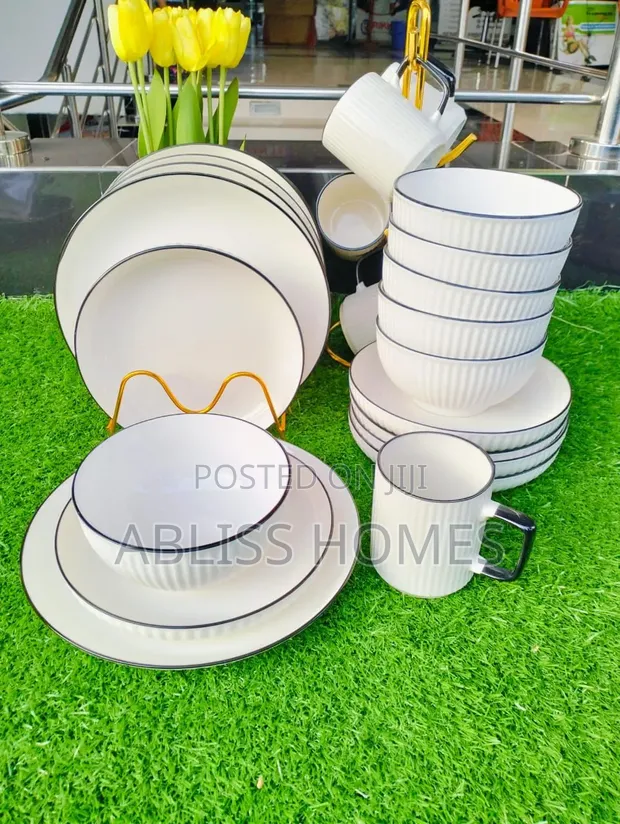 Seti ya Vyakula 24pcs Nyeupe na Nyeusi - 1
