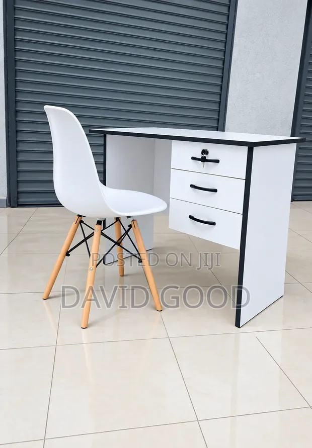 Study Desk and Eames Chair - White - 1