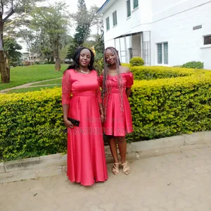 Red Net Sleeve Maxi Dresses for Weddings