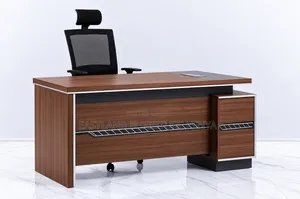 Meza ya Ofisi ya Mtendaji na Kabati la Kando na Kiti cha Ergonomic