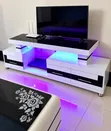 Modern White & Black TV Stand with LED Lights - 1